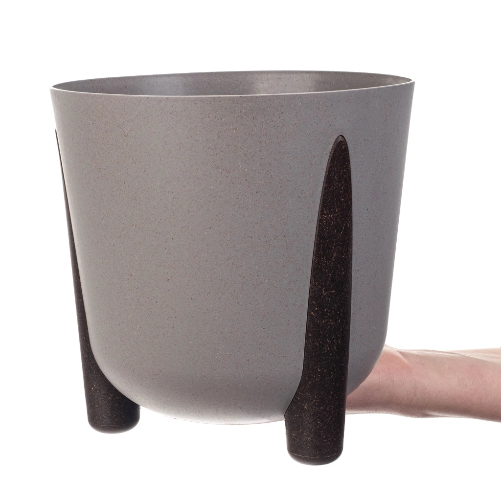 Vaso da fiori KADAX, coprivaso, con gambe, con inserto, moderno, grigio, 21 cm