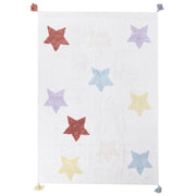 Tappeto per bambini in cotone multicolore 140 x 200 cm motivo a stelle intrecciato a mano con frange Tappeto da gioco per bambini