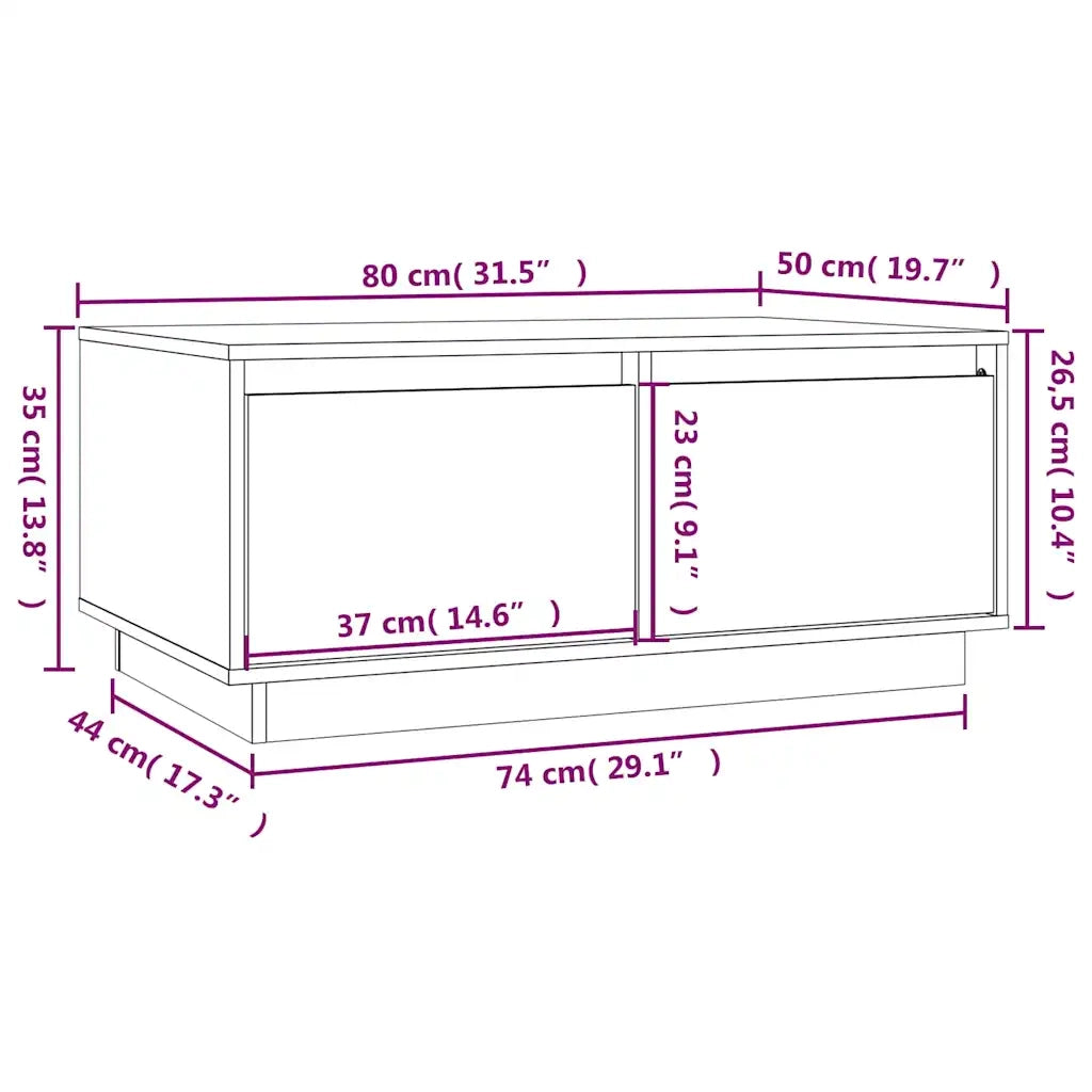 Tavolino da salotto | Tavolino da caff¨¨ | Tavolino da Soggiorno Nero 80x50x35 cm Legno Massello di Pino