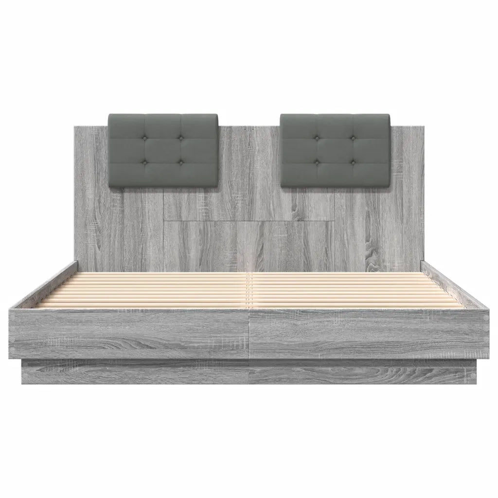 Giroletto con Testiera e LED-Struttura Letto con testiera Grigio Sonoma 120x200 cm 191503