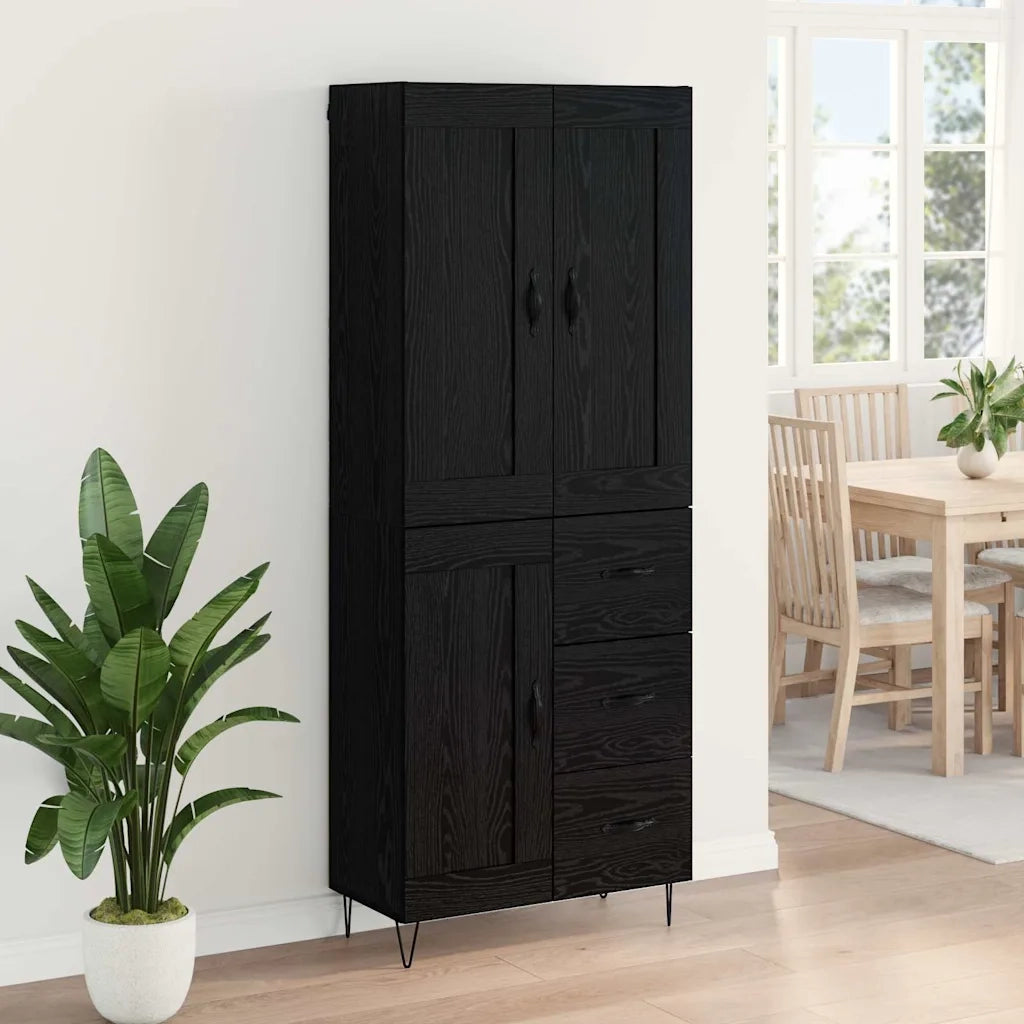 Credenza Rovere Nero 69,5 x 34 x 180 cm Legno multistrato 3416133