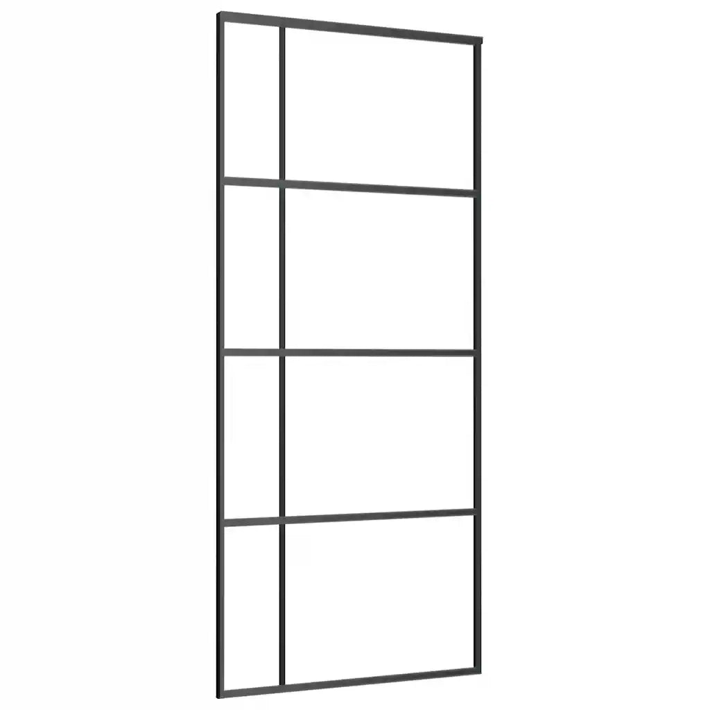 Porta Scorrevole con Ferramenta Nera 90x205 cm in Vetro ESG