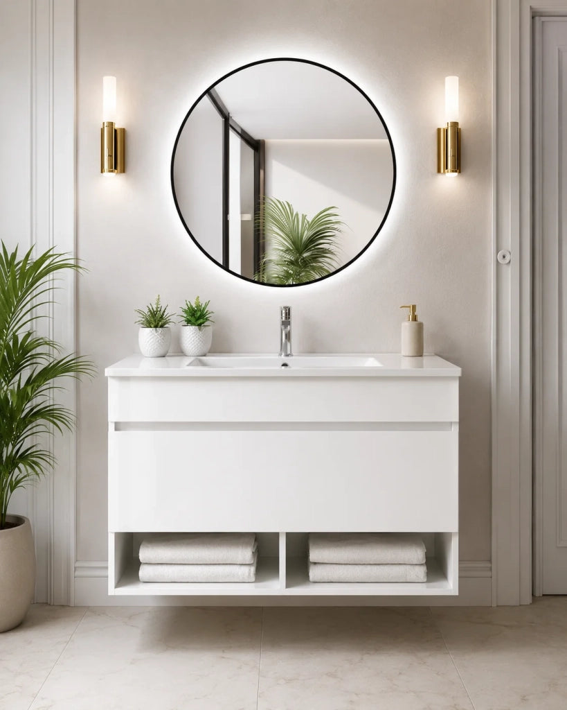 Mobile bagno sospeso con lavabo ORIGENBATH NEBARI con cassetto 100x45 cm grafite
