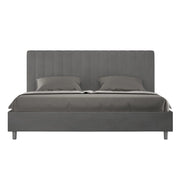 BS COM Letto matrimoniale king size con rete imbottito 180x190 microfibra grigio