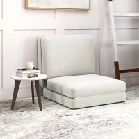 Poltrona Letto in Velluto, 75x268x18 cm, Crema