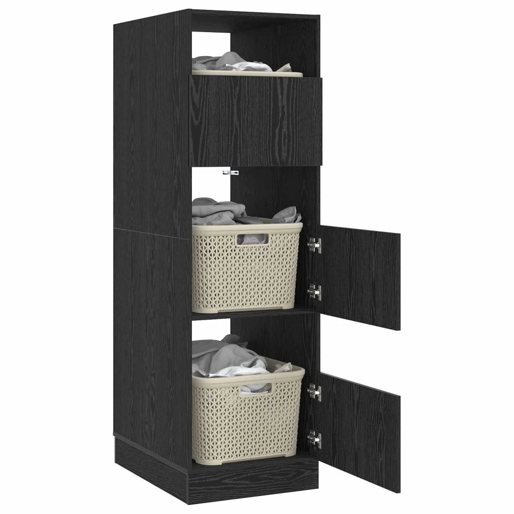 Mobile da lavanderia con porta Rovere Nero 50 x 68 x 162 cm 3422793