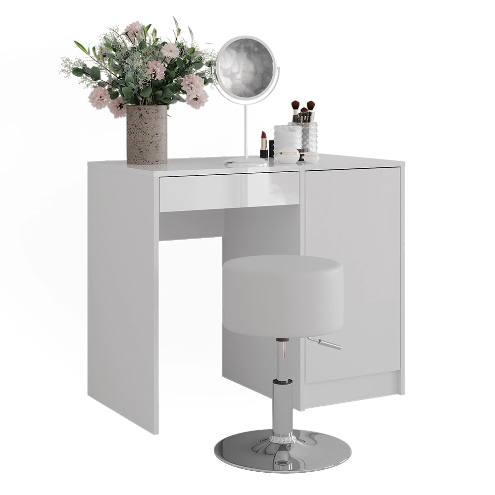 Vicco Tavolo da toeletta Bianco/bianco lucido 89.8 cm con sgabello