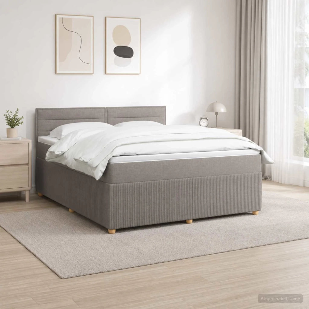 Letto box spring con materasso Tortora 140 x 200 cm Tessuto 3452943