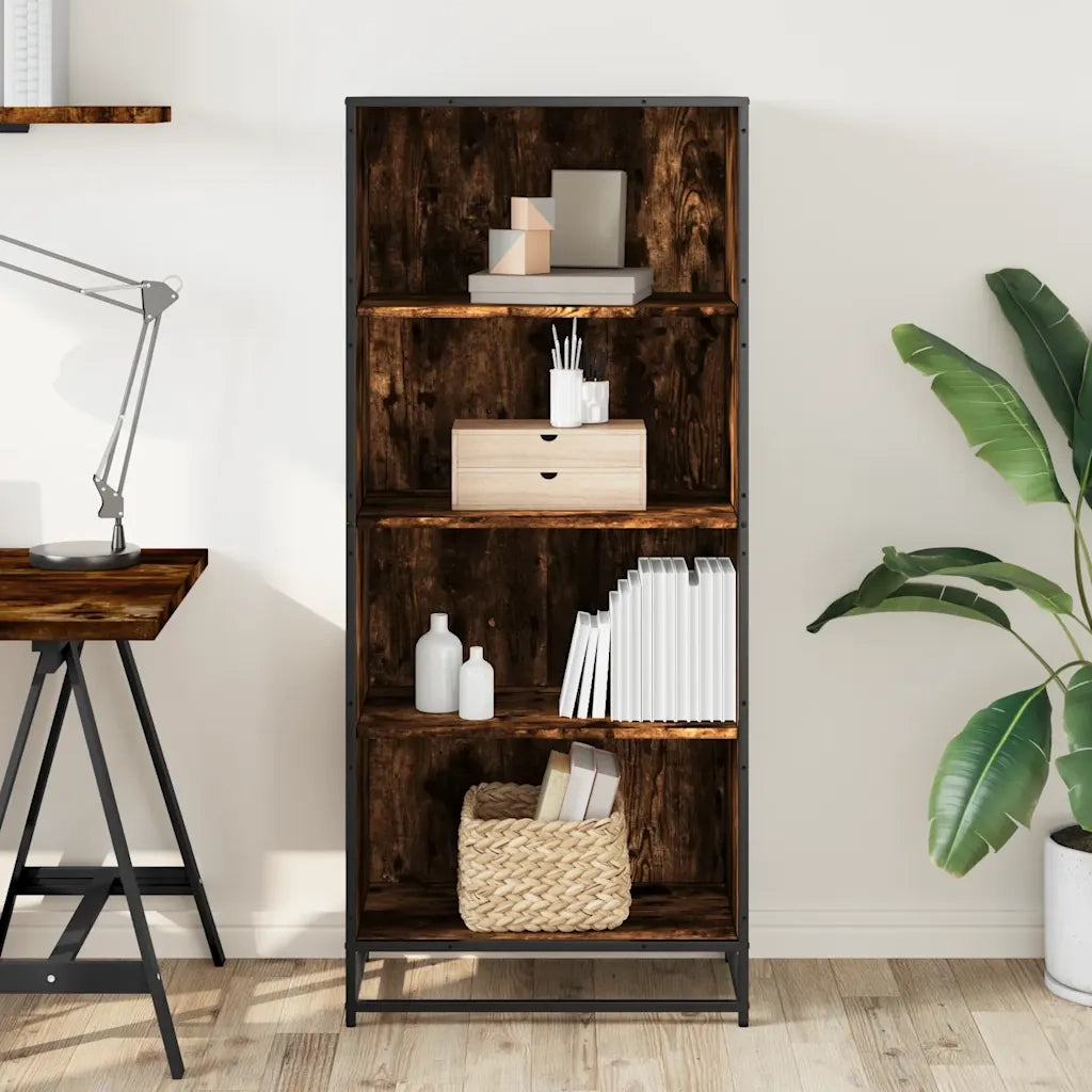 Libreria-Scaffale per Libri-Mobile di Stoccaggio Rovere Fumo 60x35x139 cm in Truciolato