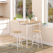 TAVOLO BAR Set da 3 pezzi stile industriale 80x50x90 cm MDF Bianco