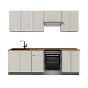 Cucina componibile Fame-Line GrigioBeige/Antracite 240 cm, PL Rovere Vicco
