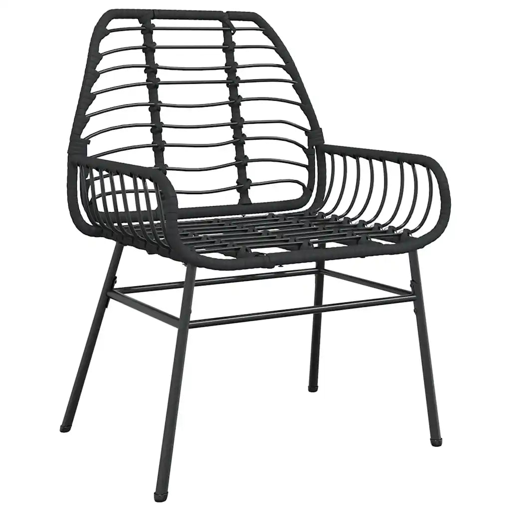 Set Mobili da Pranzo per Giardino 5 pz Nero Polyrattan Vetro