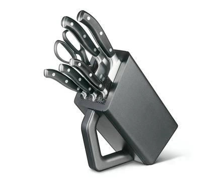 Victorinox 7.7243.6 Grand Maître Ceppo Portacoltelli con 6 Coltelli Forgiati Acciaio Inox e Cesoie Multiuso colore Nero