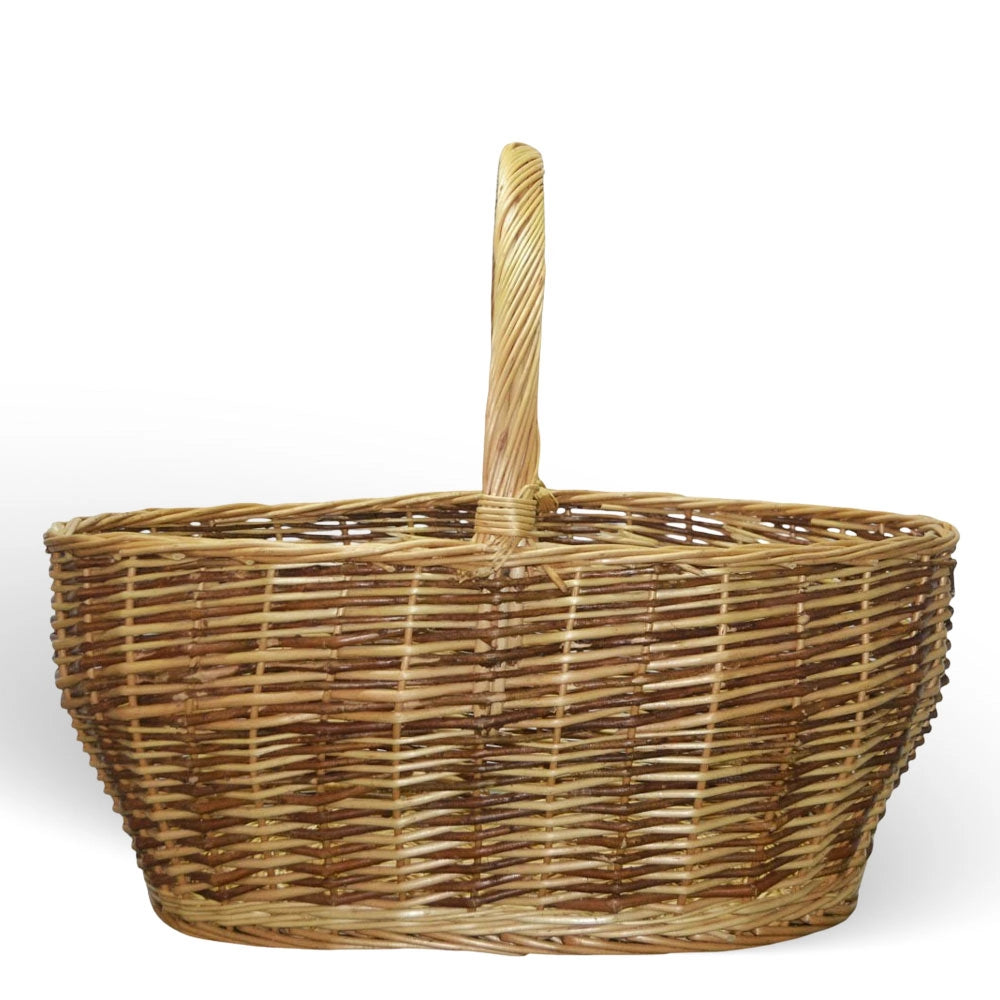 Cesto Ambra vimini naturale con manico intrecciato bicolore 59 x 29,5 x h 42 cm