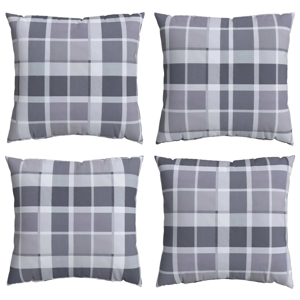 Cuscino da Esterno 4 pz | Cuscini per sedie Grigio a quadri 60 x 60 cm Tessuto