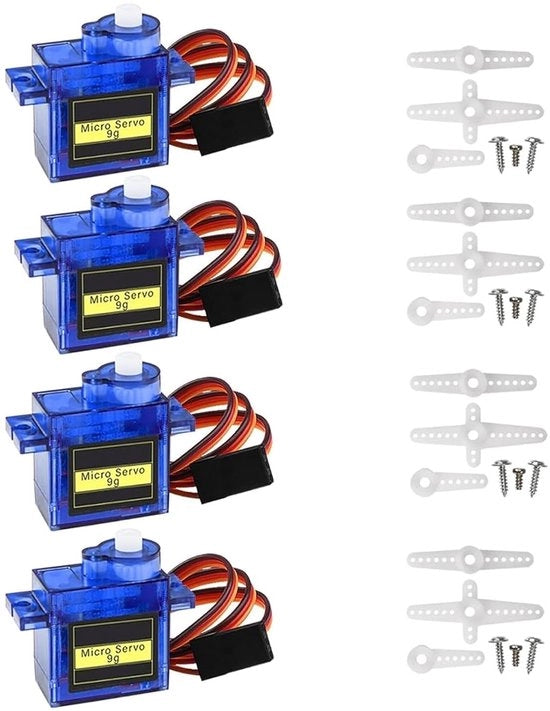 Motori servomeccanici analogici a 4 pezzi - 180 gradi - per modellismo e veicoli RC - con cavo di alimentazione - regolatore analogico