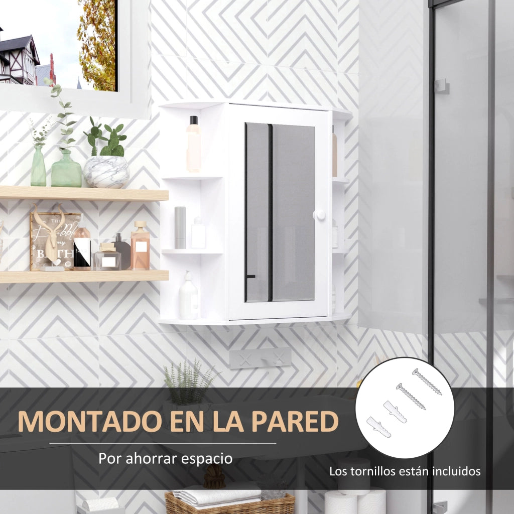 Mobile da Bagno con Specchio ¨C Xylo ¨C Bianco con Ante e Ripiani 66x17x63 cm