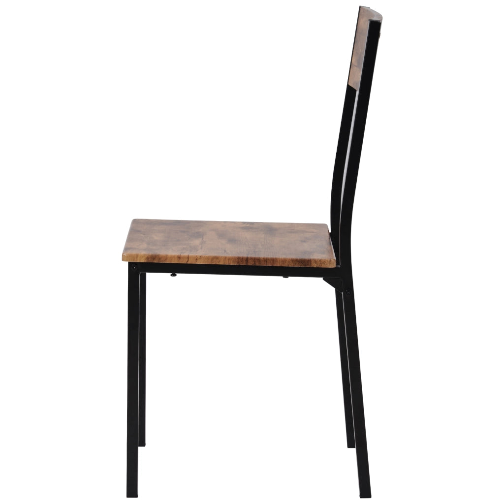 Set tavolo da pranzo con 4 sedie salvaspazio, finitura marrone, struttura in metallo, 108x65x75 cm