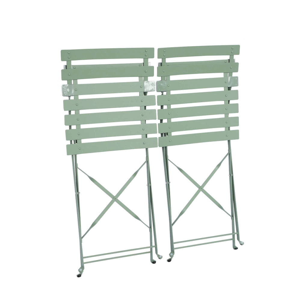 Set 2 sedie da giardino bistrot pieghevole in metallo, verde grigio