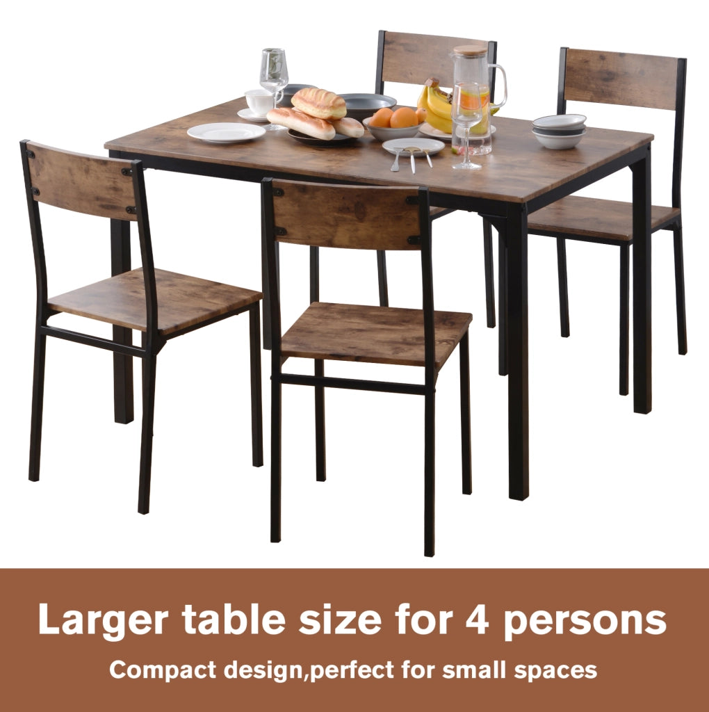 TAVOLO DA PRANZO Set da 5 pezzi 108x65 cm Marrone con 4 sedie