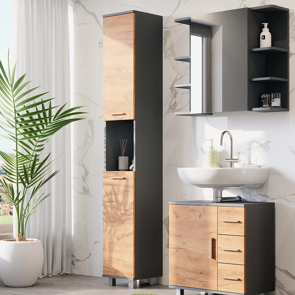 Vicco Mobile alto Antracite/quercia dorata 30.2 x 190 cm con 2 porte