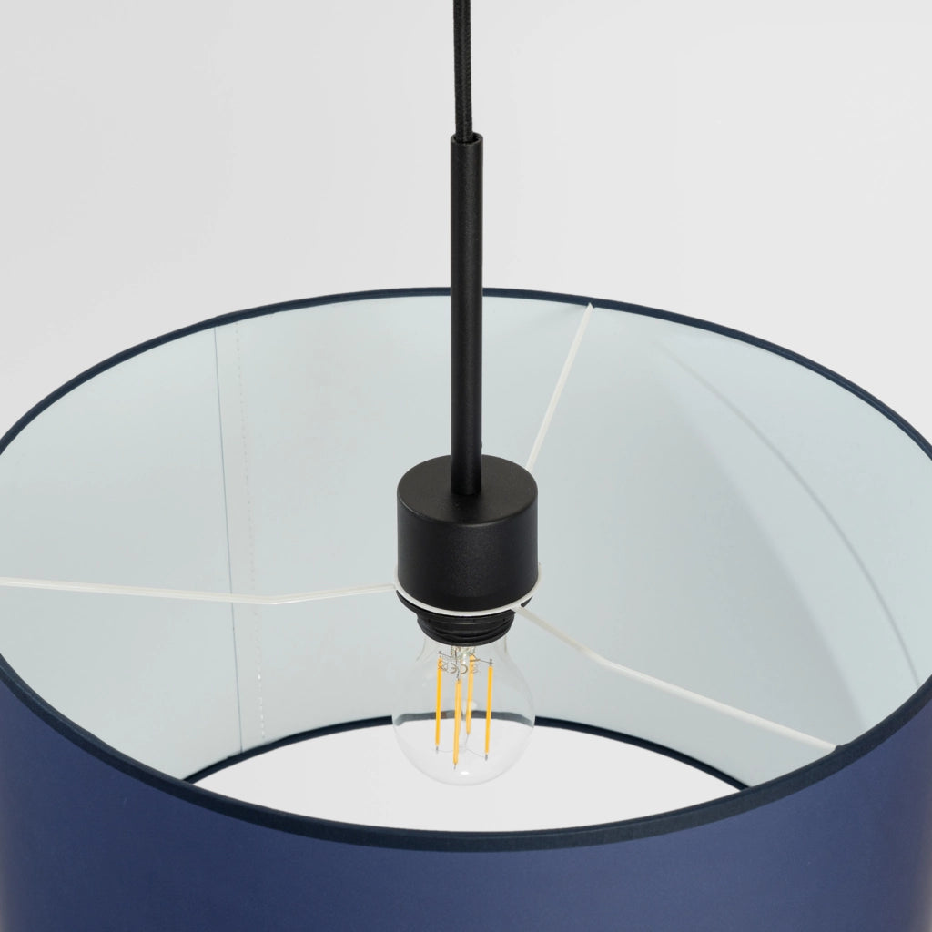 Lampada a sospensione NEVIA con paralume in tessuto impermeabile blu scuro, 40 cm
