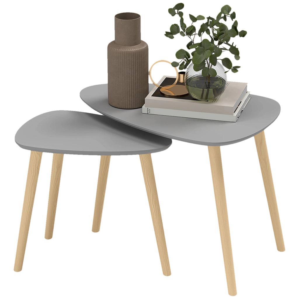 Tavolino Nido ¨C Minimal ¨C Grigio e Naturale 59,5x39,5x45 cm e 44,5x28,5x40 cm