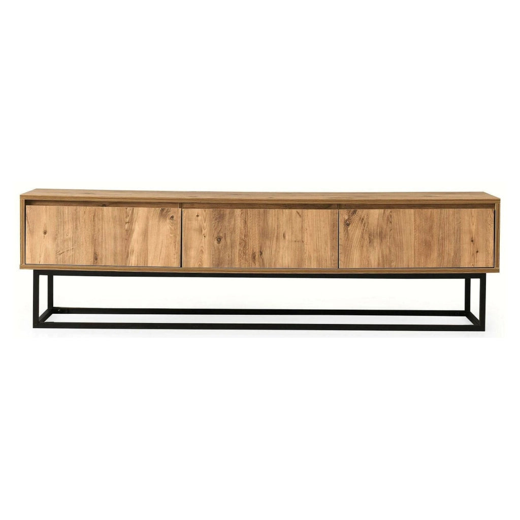 Mobile porta TV Ignazia, Credenza da soggiorno, Armadio basso per TV, Base parete attrezzata, 180x40h50 cm, Quercia e Nero