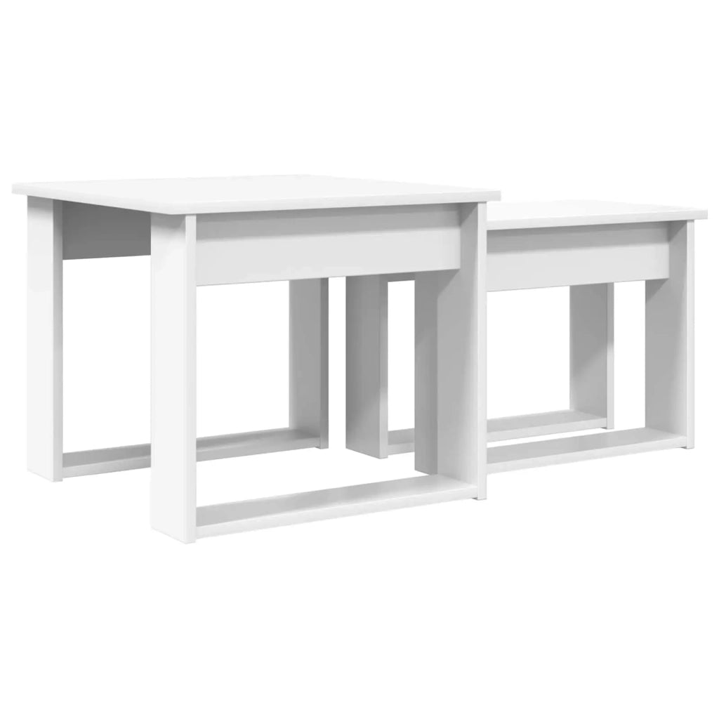 Set di 2 pz Tavolini da salotto | Tavolino da caff¨¨ | Tavolino da Soggiorno Bianco Legno multistrato
