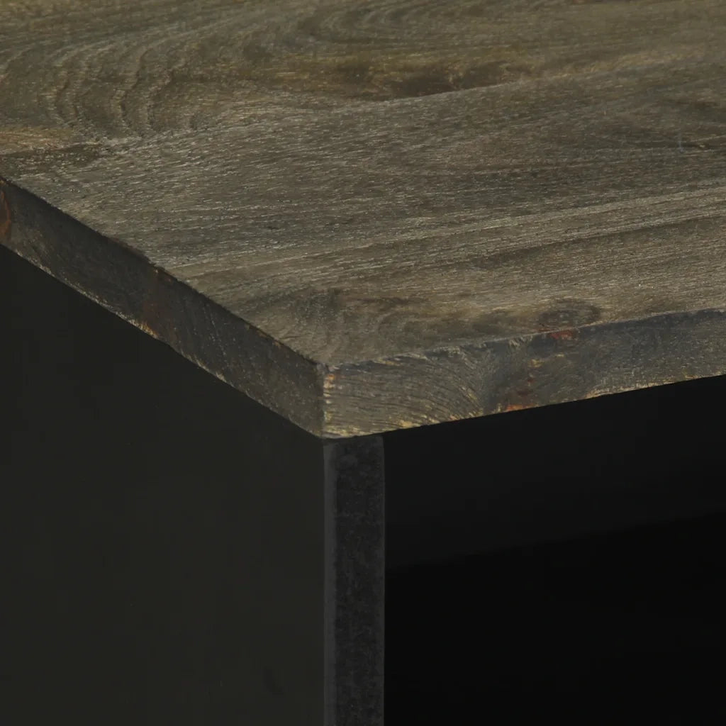 Comodino-Tavolino da notte Nero 50x33x62 cm in Legno Massello di Mango 981225