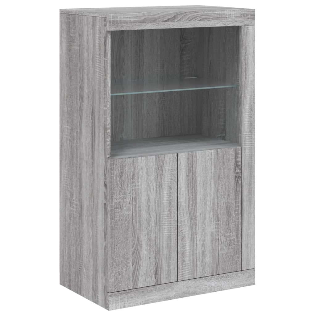 Buffet credenza cassettiera armadio mobile contenitore organizer per cucina soggiorno salotto con luci LED Sonoma 202 x 37 x 100 cm grigio 02_0030065