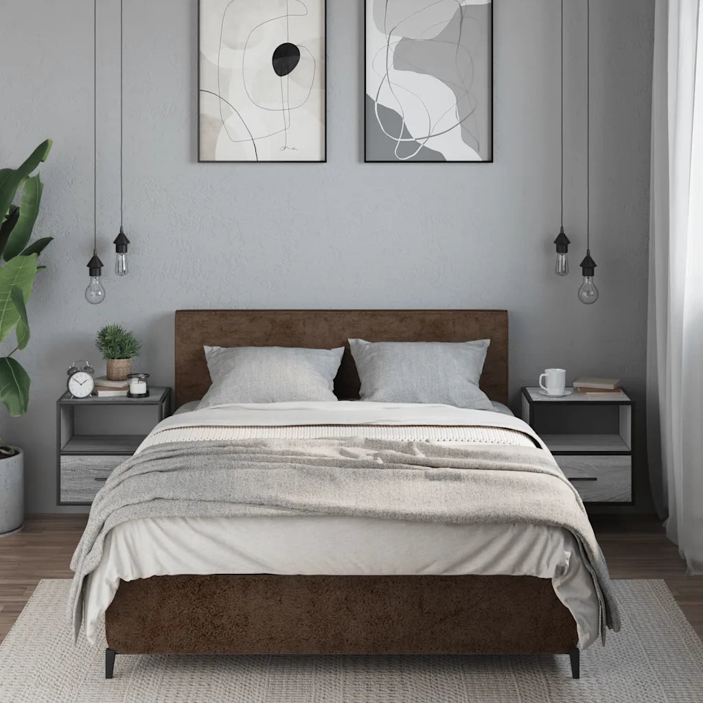 vidaXL Comodini a Muro 2 pz Grigio Sonoma 40x31x39,5 cm