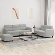 Set Divani 3 pz con Cuscini Grigio Chiaro in Tessuto Microfibracod mxl 104694