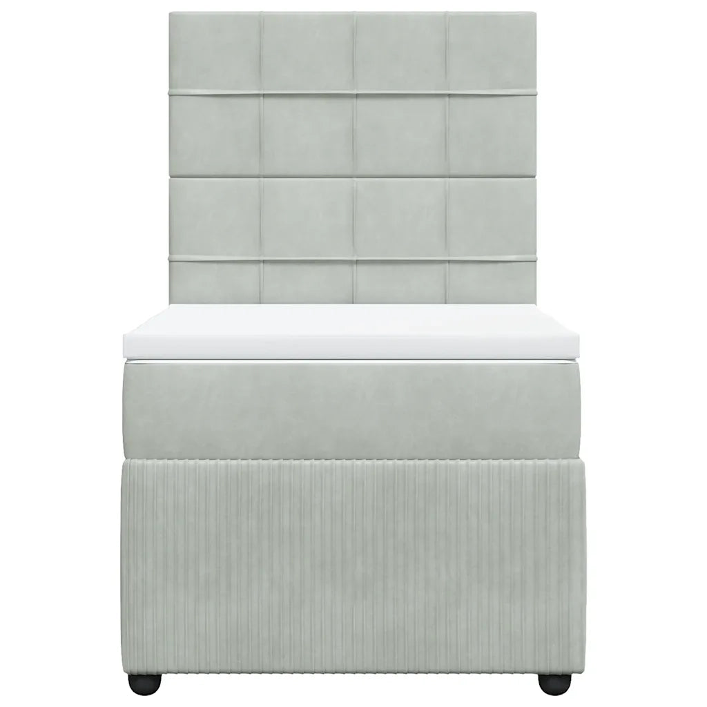 Giroletto a Molle con Materasso Grigio Chiaro 100x200cm Velluto 3294562