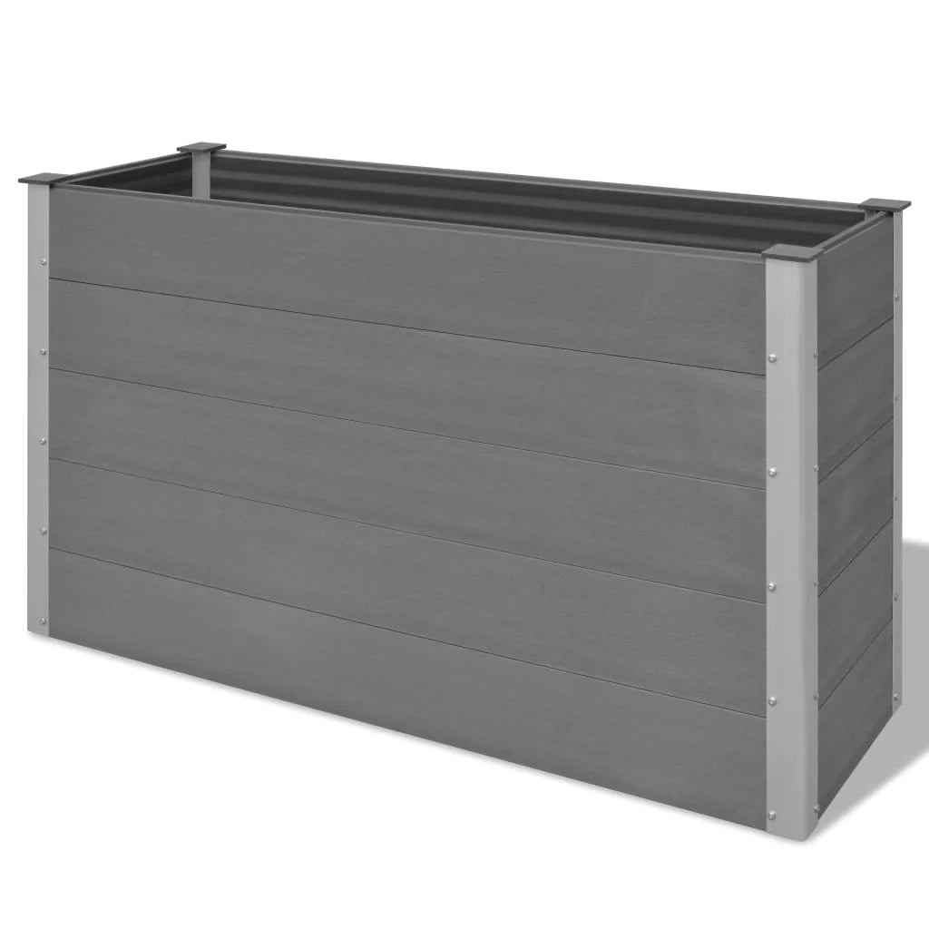 Fioriera rialzata per piante e fiori giardino WPC 150 x 50 x 91 cm grigio 02_0001241