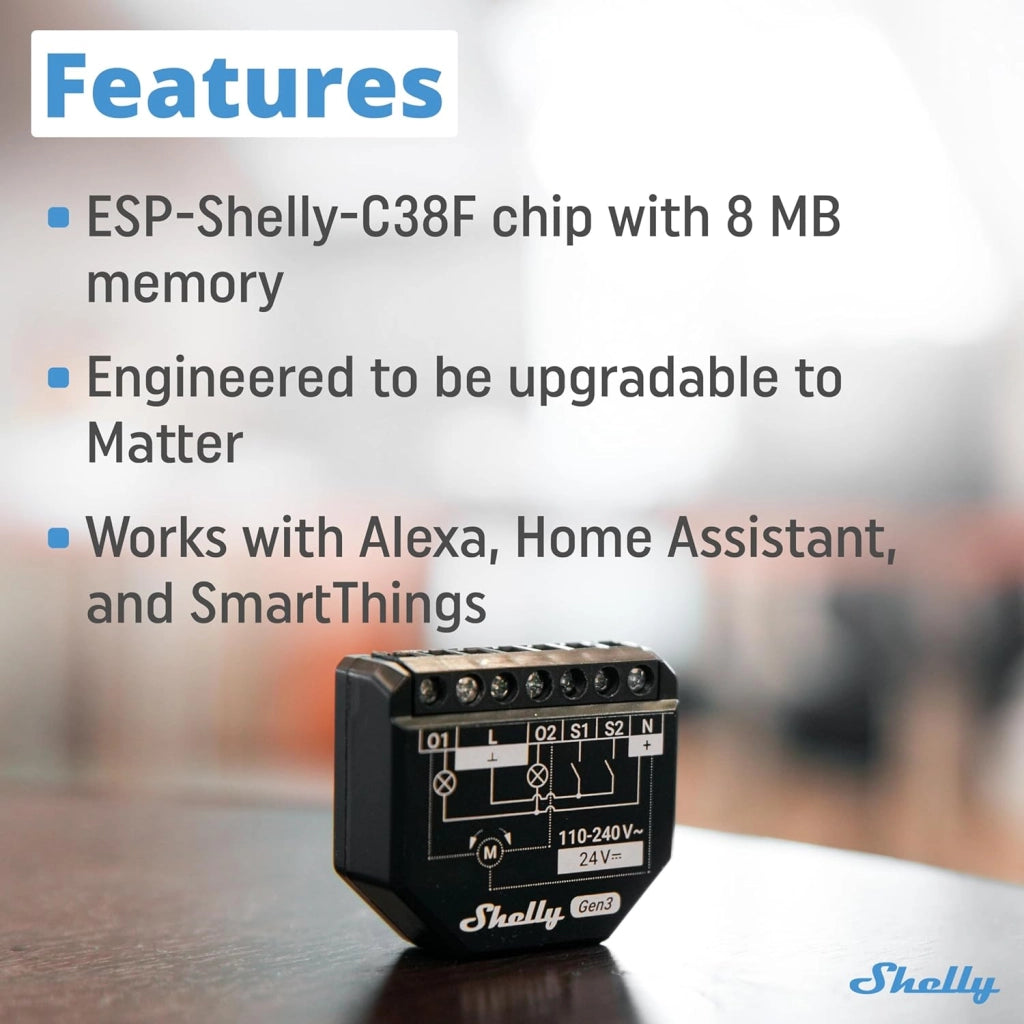 Shelly 2 PM Gen3 Interruttore intelligente per tapparelle WiFi e Bluetooth