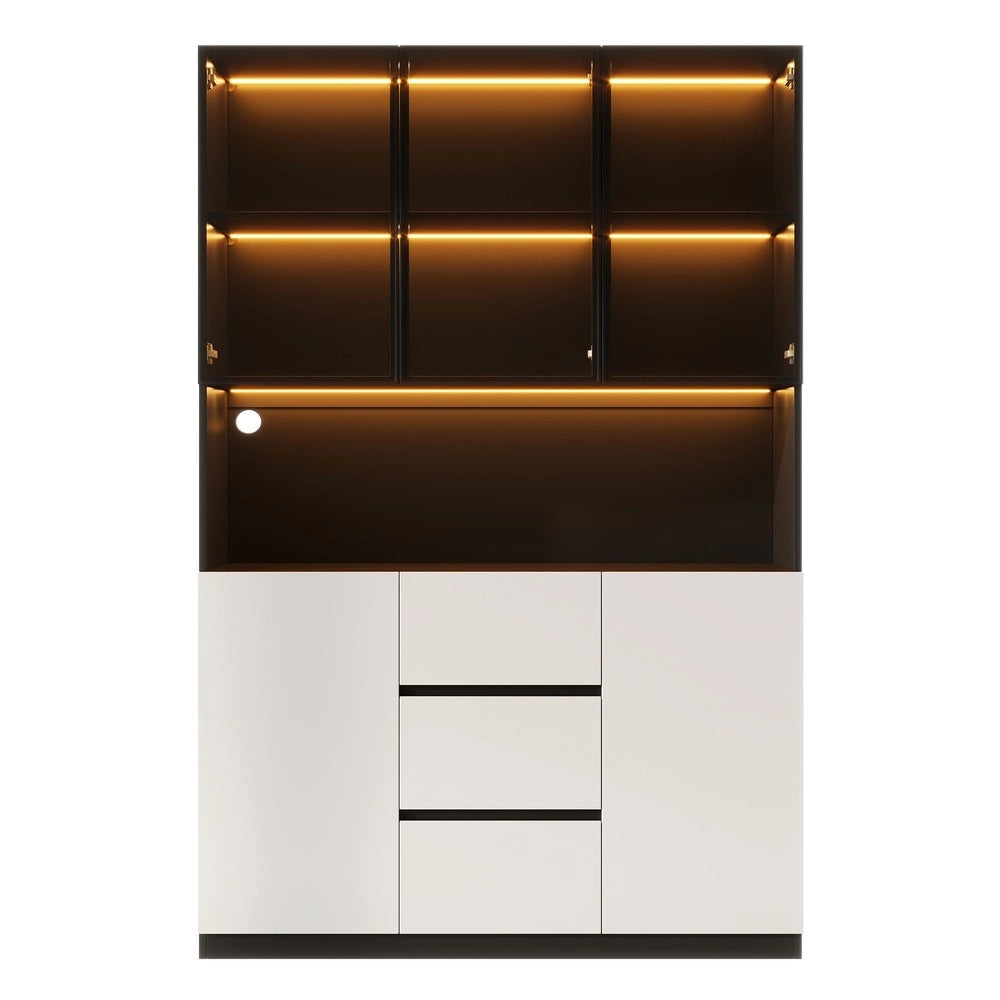 Vetrina con Luce LED e Cassetti ¨C Xylo ¨C Vetro Temperato, Ripiani Aperti, 120x40x200