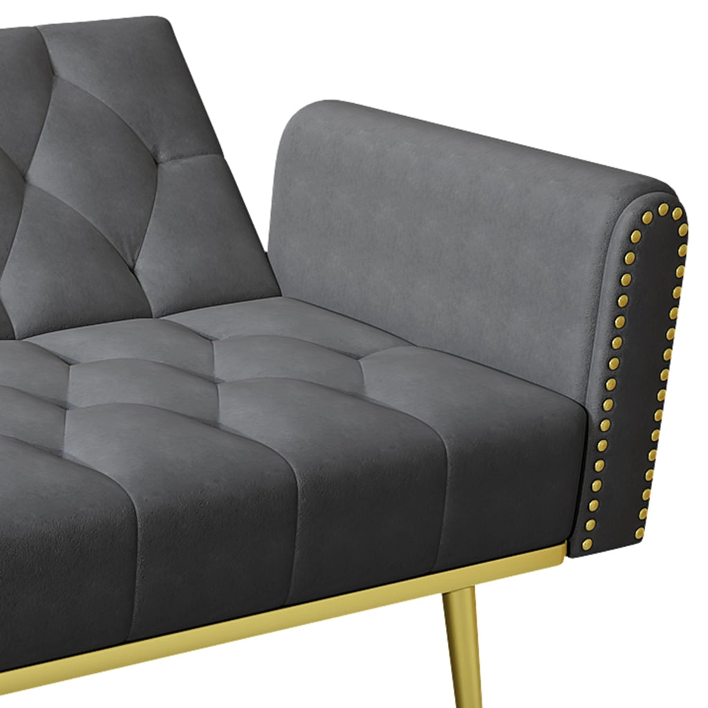 DIVANO LETTO multifunzione 175x80x73,5 cm velluto grigio con 2 cuscini