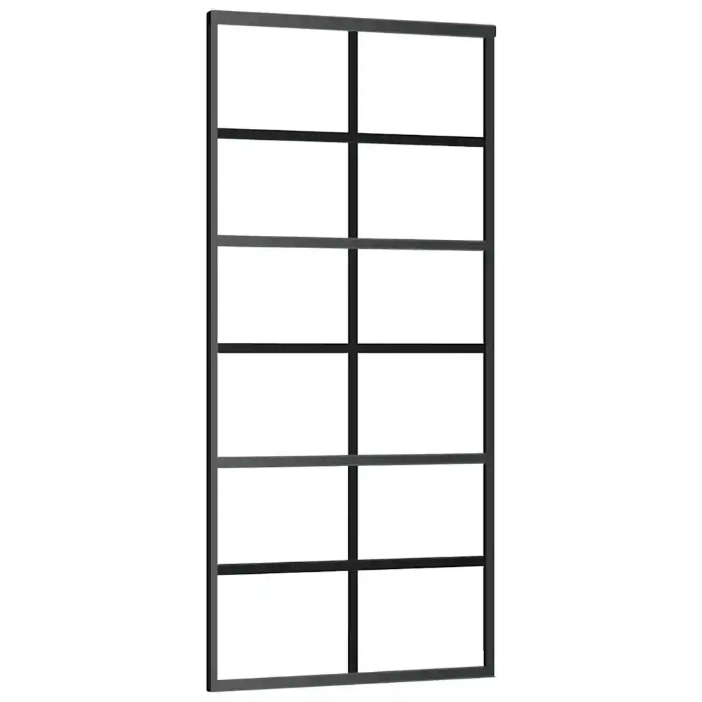 Porta Scorrevole in Vetro ESG e Alluminio 90x205 cm Nera 151018