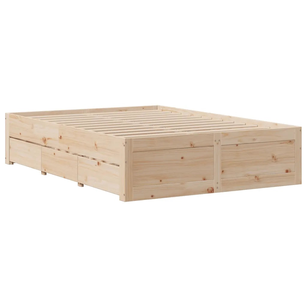 Giroletto senza Materasso con Cassetti 150x200 cm Massello Pino 3308801