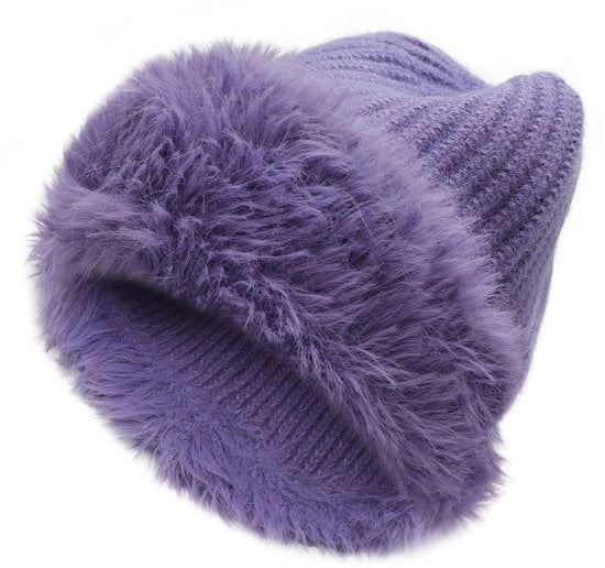Cappello Caldo - Finta Pelliccia - Cappello Lavorato a Maglia - Flessibile - Leggero - Protezione dal Vento Freddo
