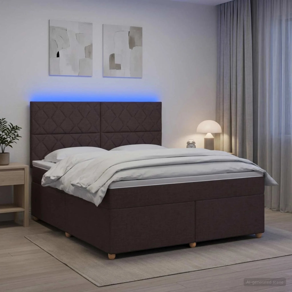 Letto box spring con materasso Marrone Scuro 140 x 190 cm 3455353