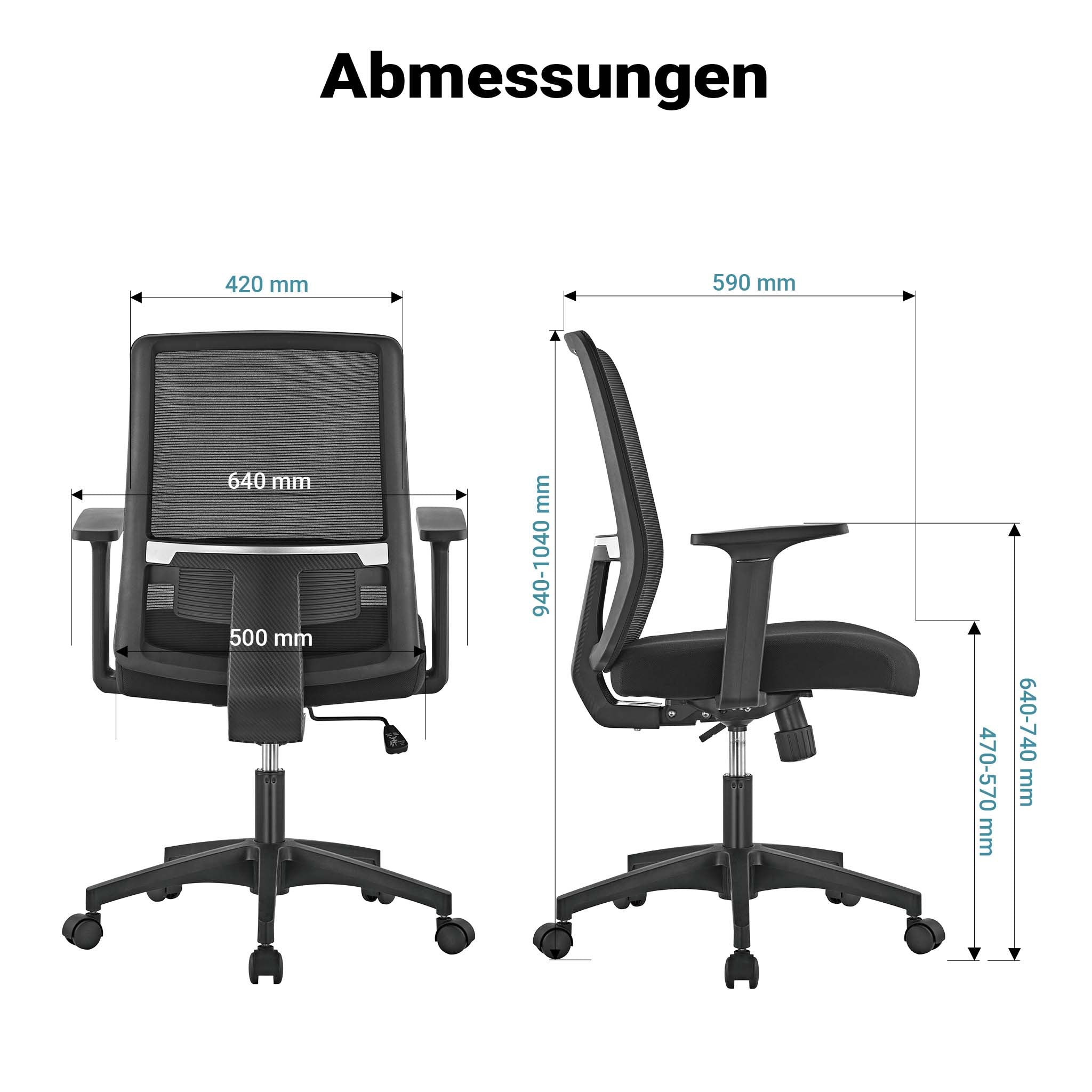 Sedia da ufficio ergonomica con supporto lombare, regolabile in altezza, schienale traspirante, max 120 kg