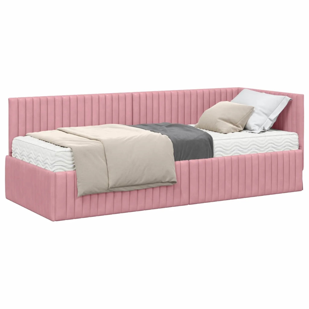 Struttura Letto Angolare con Materasso 2 pz-Giroletto con materasso Grigio Velluto 145187