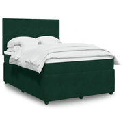 Giroletto a Molle con Materasso Verde Scuro 160x200 cm Velluto