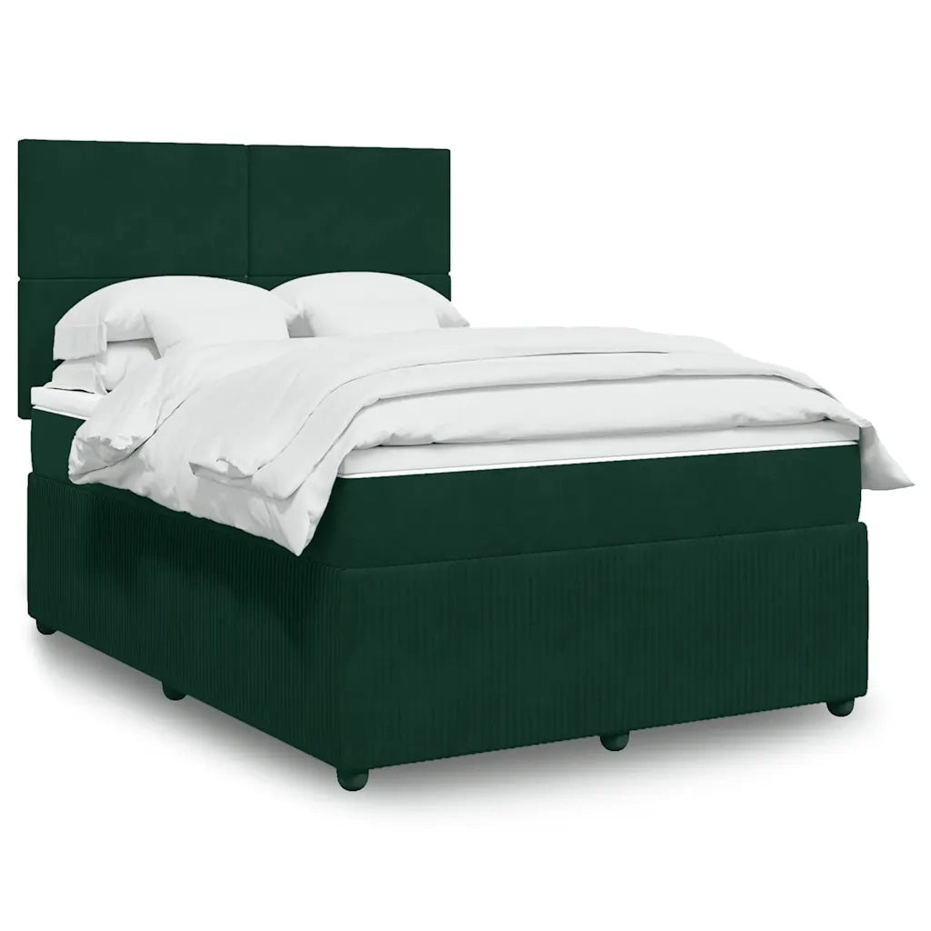 Giroletto a Molle con Materasso Verde Scuro 160x200 cm Velluto