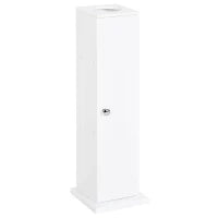 Mobile da Bagno Stretto con Apertura per Carta Igienica e Ripiani Stile Moderno 19,5x19,5x65 cm Bianco