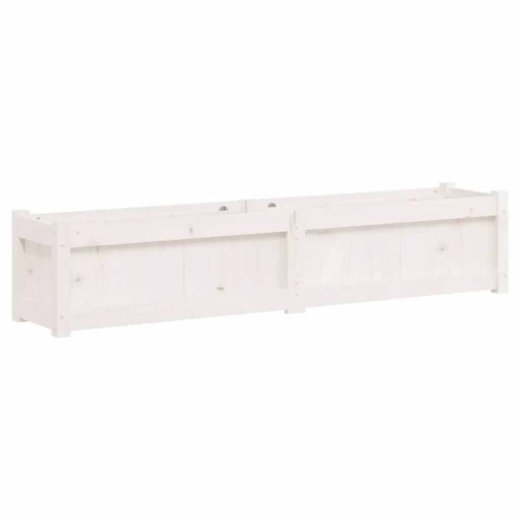Fioriera da Giardino-Vaso da Esterno Bianca 150x31x31 cm Legno Massello di Pino