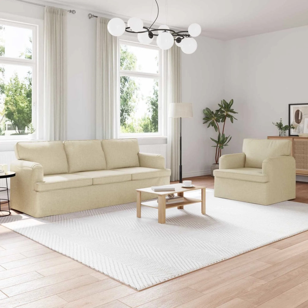 Set di divani 2 pcs Crema 201 x 80 x 85 cm Tessuto