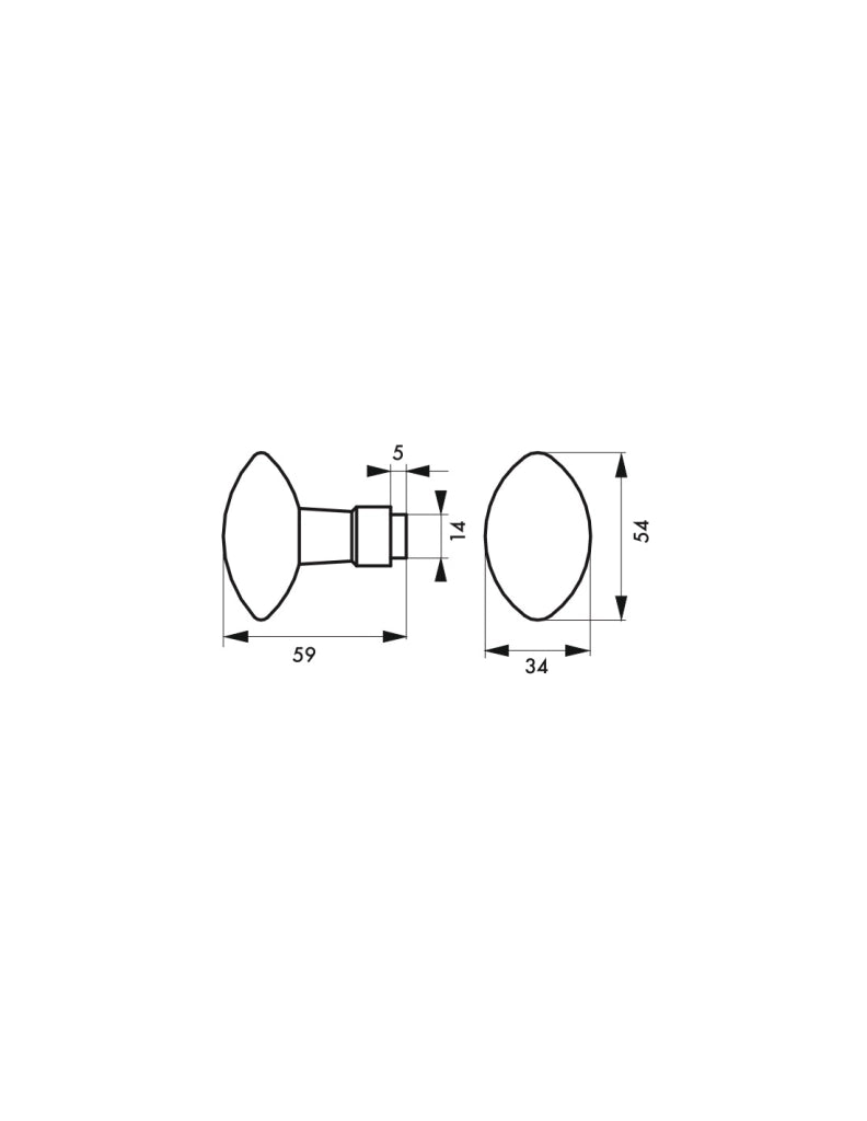 Pomolo doppio con quadro 6 mm e supporto ovale – THIRARD